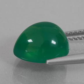 Ágata Verde amarelado Natural 4.08ct, Formato de pêra, Translúcido
