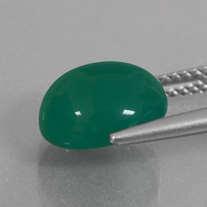 Ágata Verde médio Natural 3.99ct, Corte Oval, Translúcido