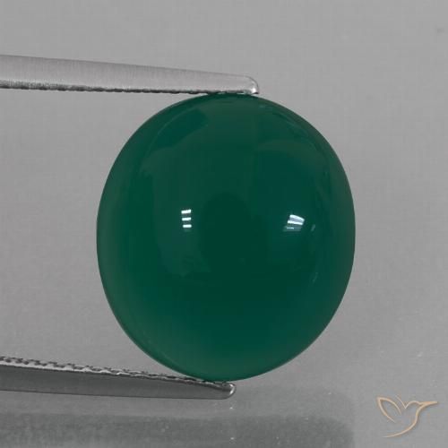 7.17ct Natural Verde escuro médio Ágata, oval, Translúcido