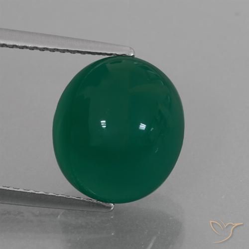 6.73ct Natural Verde escuro médio Ágata, oval, Translúcido