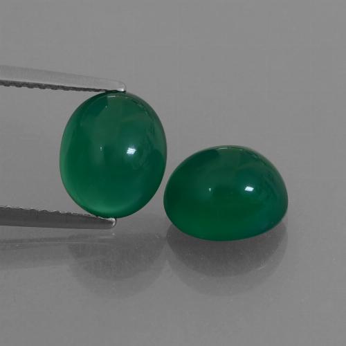 Pedras preciosas de Ágata Verde médio natural de 4.92 ct, Corte Oval, Translúcido