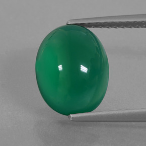 Ágata verde natural 3,62ct, corte oval, translúcido