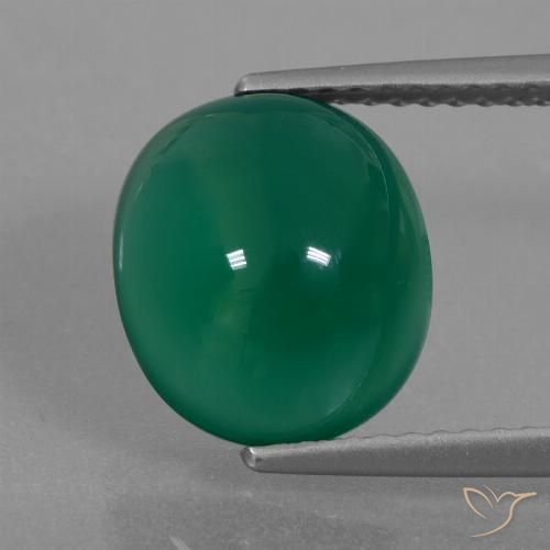 Ágata verde natural 4,01ct, corte oval, translúcido