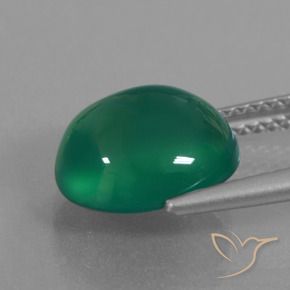 Ágata verde natural 4,01ct, corte oval, translúcido