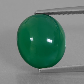 Ágata verde natural 4,31ct, corte oval, translúcido