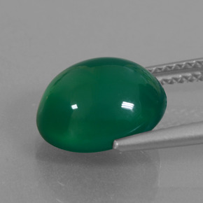 Ágata verde natural 4,31ct, corte oval, translúcido