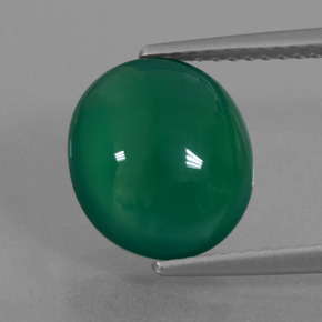 Ágata verde natural 3,82ct, corte oval, translúcido