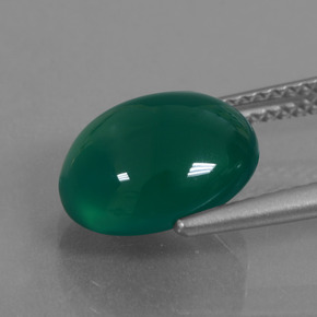 Ágata verde floresta natural 3,89ct, corte oval, translúcido