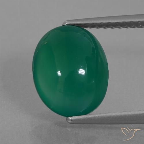 3.40ct Natural Verde médio Ágata, oval, Translúcido