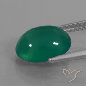 Ágata Verde médio Natural 3.40ct, oval, Translúcido