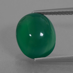 Ágata verde natural 3,76ct, corte oval, translúcido