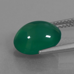 Ágata verde natural 3,76ct, corte oval, translúcido