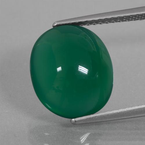 Ágata verde natural 5,79ct, corte oval, translúcido