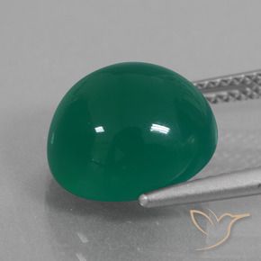 Ágata Verde médio Natural 6.52ct, oval, Translúcido