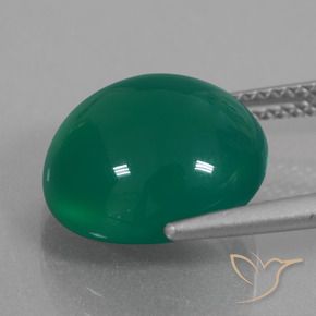 Ágata Verde médio Natural 7.60ct, oval, Translúcido
