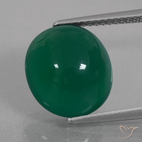 Ágata verde natural 6,61ct, corte oval, translúcido