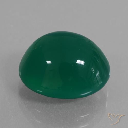 Ágata verde natural 6,61ct, corte oval, translúcido