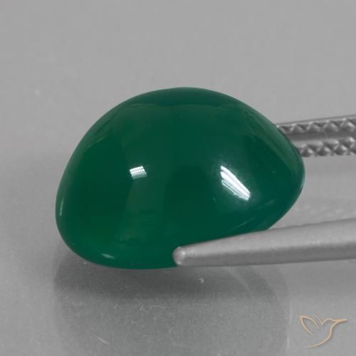 Ágata verde natural 6,61ct, corte oval, translúcido