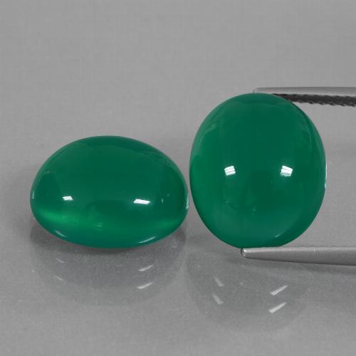 Pedras preciosas de ágata verde natural de 13,23 ct, corte oval, translúcido