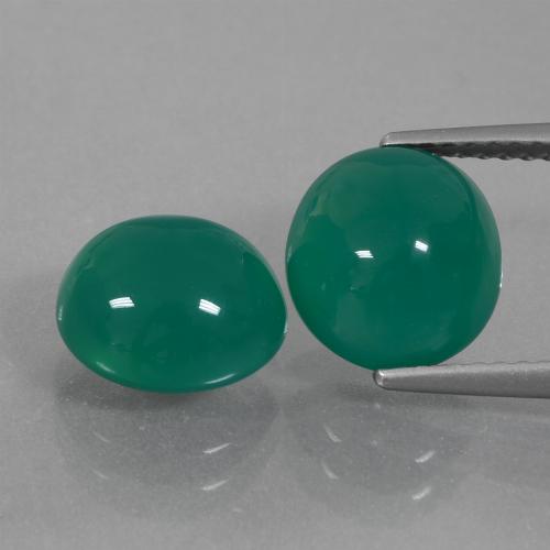Pedras preciosas de ágata verde natural de 5,78 ct, corte oval, translúcido