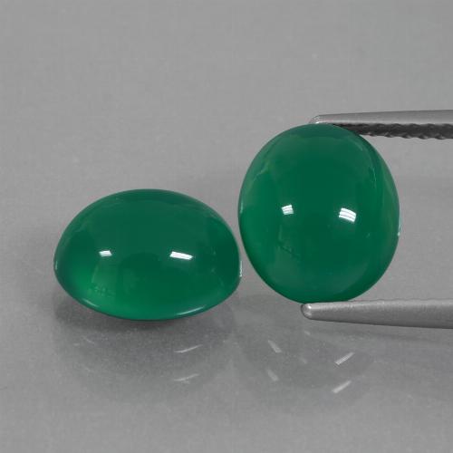 Pedras preciosas de ágata verde natural de 5,20 ct, corte oval, translúcido