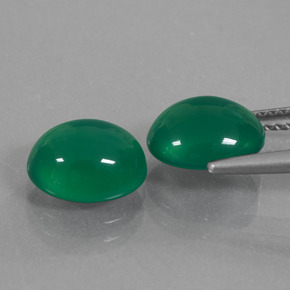 Pedras preciosas de ágata verde natural de 5,20 ct, corte oval, translúcido