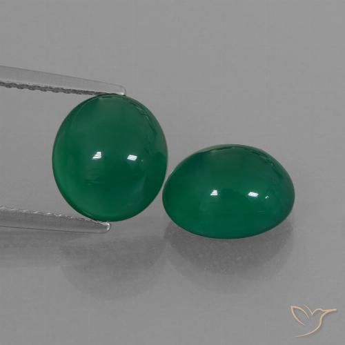 Pedras preciosas de Ágata Verde médio natural de 5.23 ct, Corte Oval, Translúcido