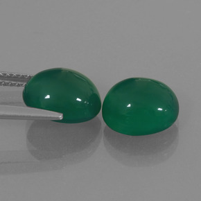 Pedras preciosas de ágata verde natural de 5,56 ct, corte oval, translúcido