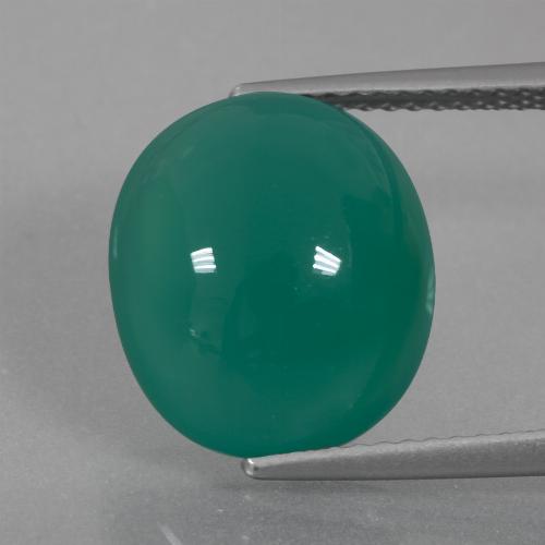 Ágata verde natural 7,10ct, corte oval, translúcido