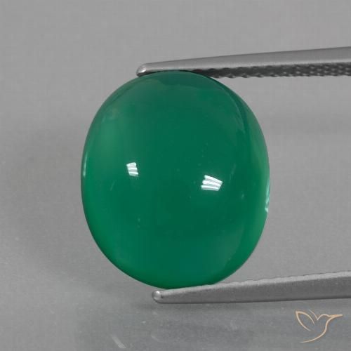 7.77ct Natural Verde médio Ágata, oval, Translúcido