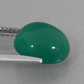 Ágata verde natural 4,11ct, corte oval, translúcido