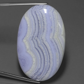 Ágata azul natural 57,92ct, corte oval, opaco