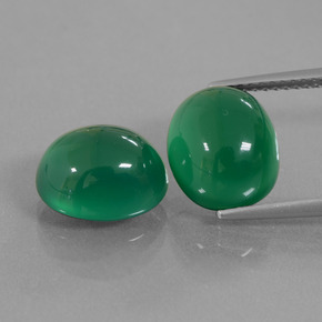 Pedras preciosas de ágata verde natural de 8,66 ct, corte oval, translúcido