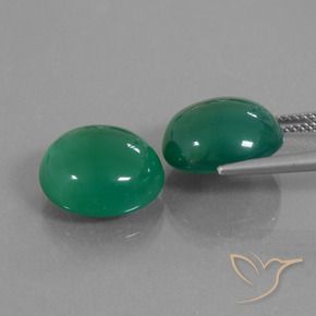 Pedras preciosas de Ágata verde quente natural de 14.46 ct, oval, Translúcido