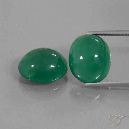 Pedras preciosas de ágata verde natural de 13,04 ct, corte oval, translúcido