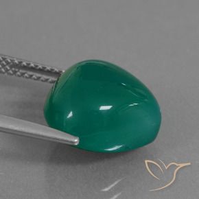 Ágata Verde Frio Natural 6.12ct, Formato de pêra, Translúcido
