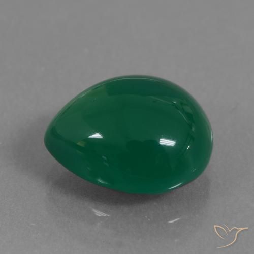 Ágata Verde amarelado Natural 7.10ct, Formato de pêra, Translúcido