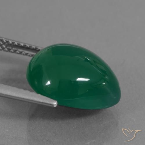 Ágata Verde amarelado Natural 7.10ct, Formato de pêra, Translúcido