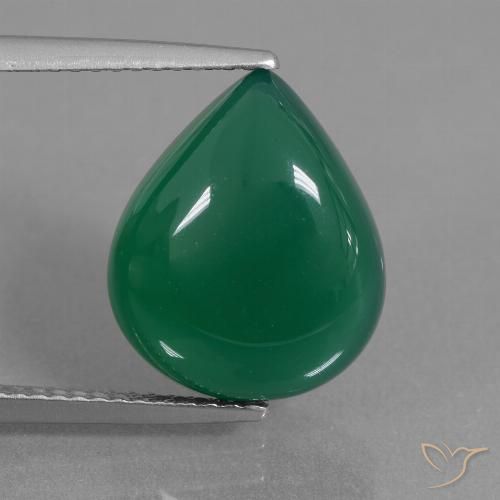 7.09ct Natural Verde profundo médio Ágata, Formato de pêra, Translúcido