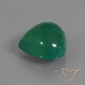 Ágata Verde profundo médio Natural 7.28ct, Formato de pêra, Translúcido