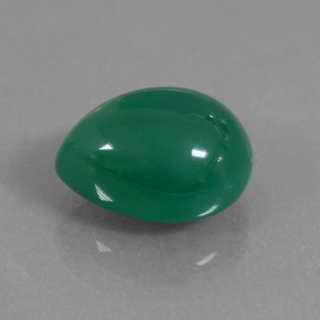 Ágata verde natural 7,29ct, formato de pêra, translúcido