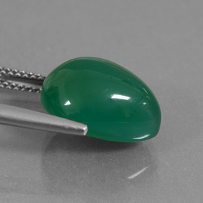 Ágata verde natural 7,29ct, formato de pêra, translúcido