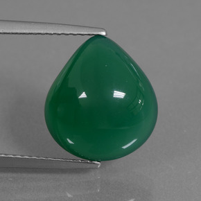 Ágata verde natural 6,09ct, formato de pêra, translúcido