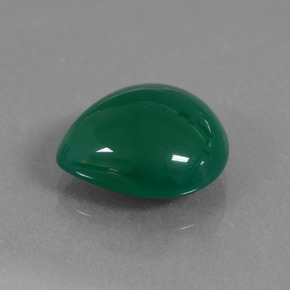 Ágata verde natural 6,09ct, formato de pêra, translúcido