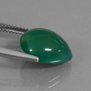 Ágata verde natural 6,09ct, formato de pêra, translúcido