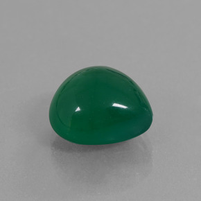 Ágata verde natural 6,45ct, formato de pêra, translúcido