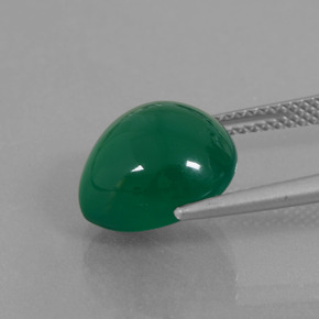 Ágata verde natural 6,45ct, formato de pêra, translúcido