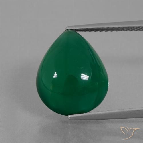 7.46ct Natural Verde médio Ágata, Formato de pêra, Translúcido
