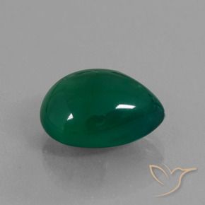 Ágata Verde médio Natural 7.46ct, Formato de pêra, Translúcido