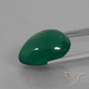 Ágata Verde médio Natural 7.46ct, Formato de pêra, Translúcido
